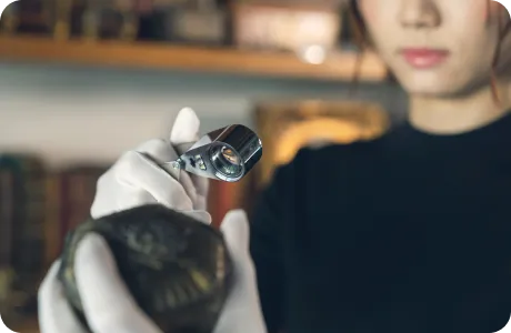 鑑定士が査定している様子